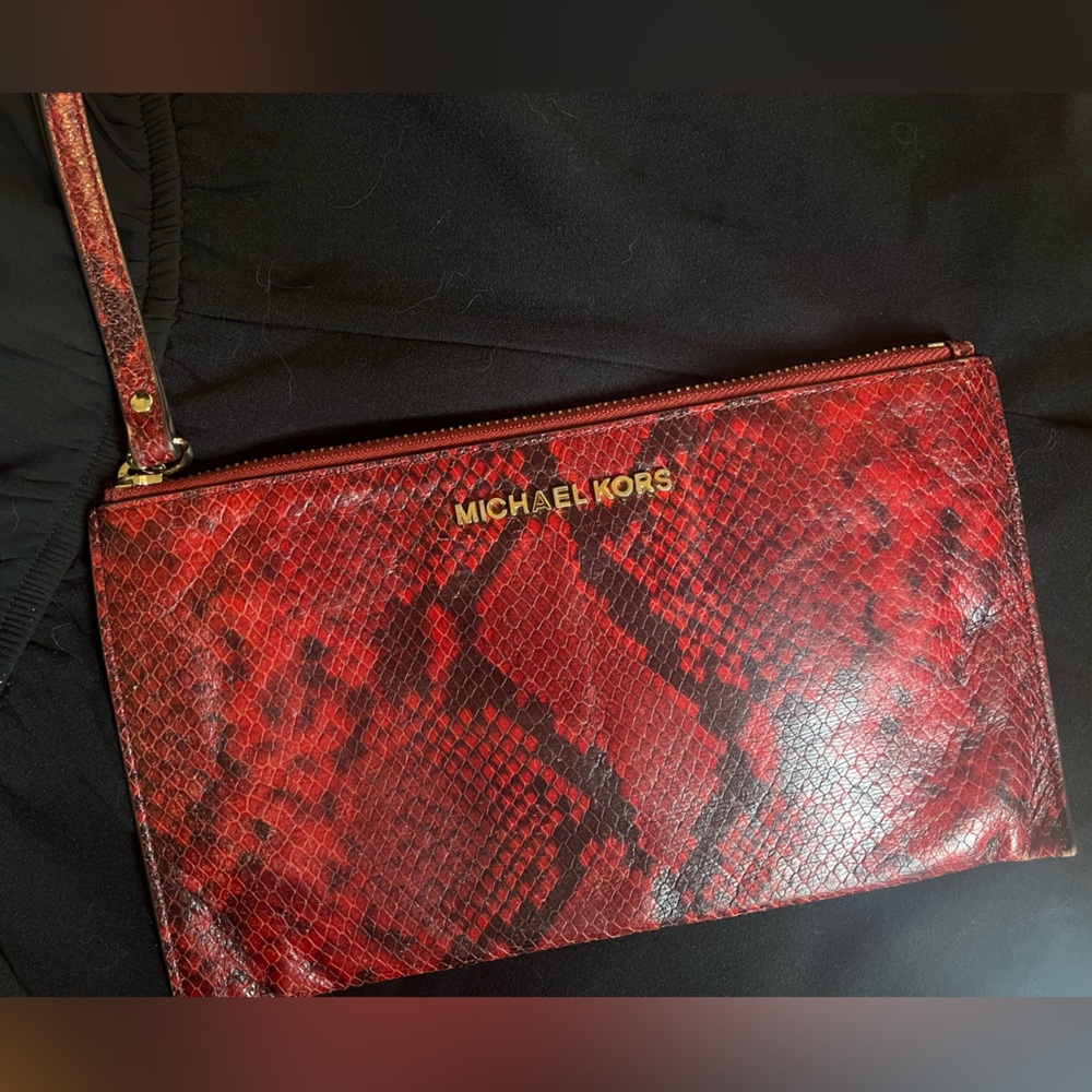 Michael Kors snakeskin wristlet